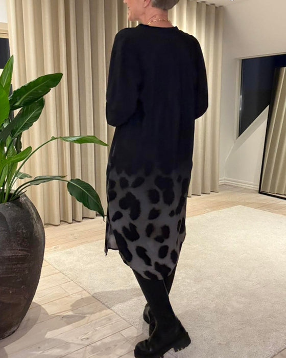 Jurk Lange Mouw Los Bedrukt