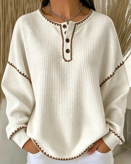 Sweatshirt Rondhals Knoop Casual