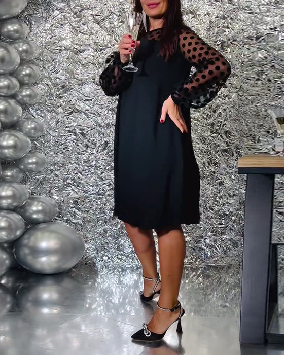 A-Lijn Jurk Mesh Polka Dot