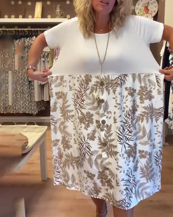 Jurk casual temperament bedrukt ronde hals