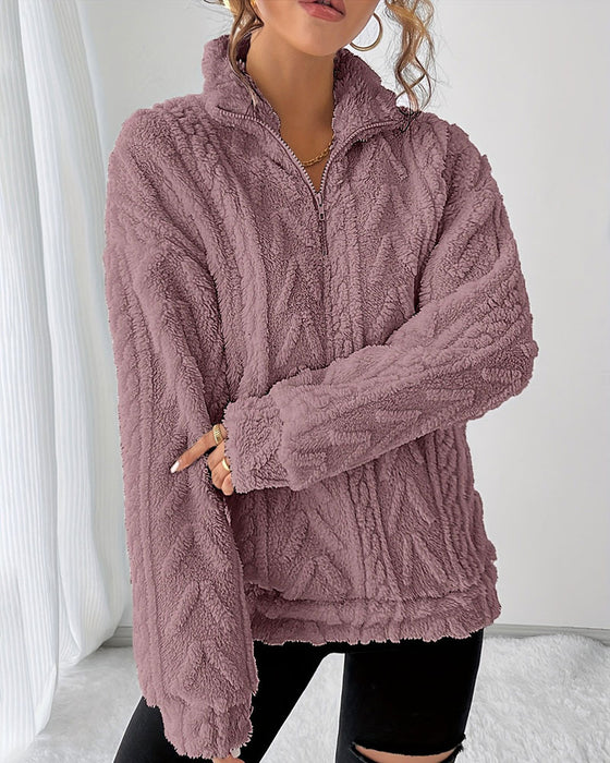 Sweatshirt Dubbelzijdig Fleece Halve Rits