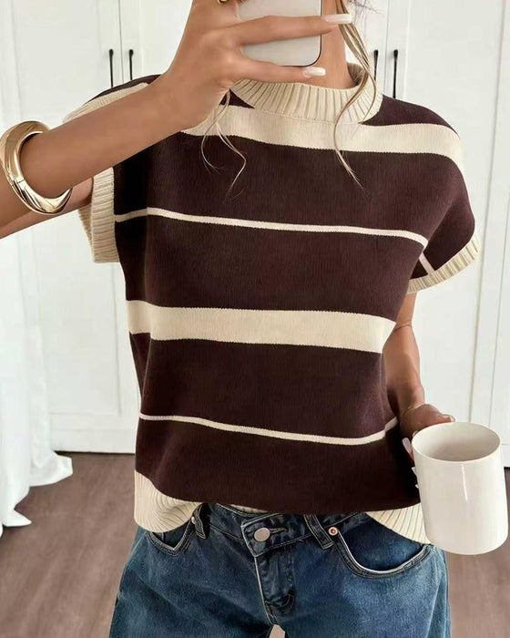 Pullover Korte Mouw Gestreept