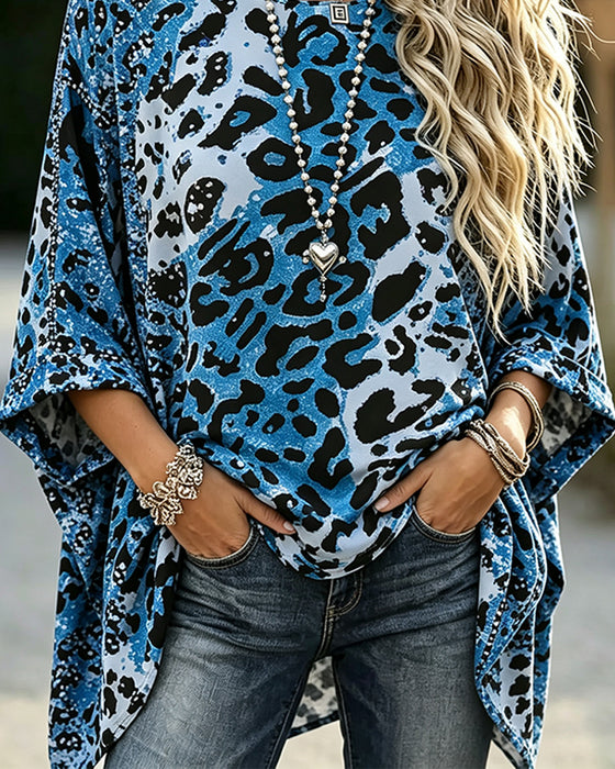 Blouse Ombre Luipaard Rondhals