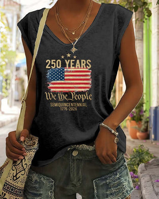T-Shirt V-Hals Bedrukt Mouwloos