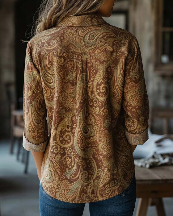 Overhemd Met Lange Mouwen En Paisleyprint In Vintage-Stijl