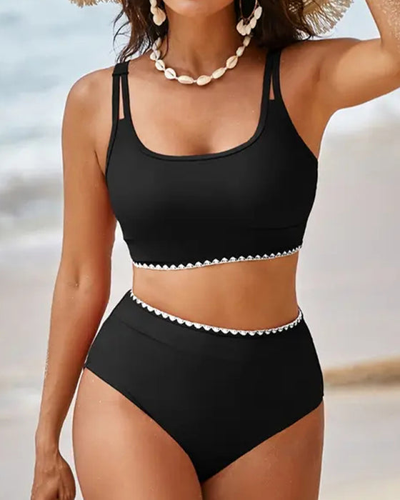 Bikini Hoge Taille Kleurenblok