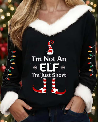 Modieuze Geprinte Top Met Bontkraag