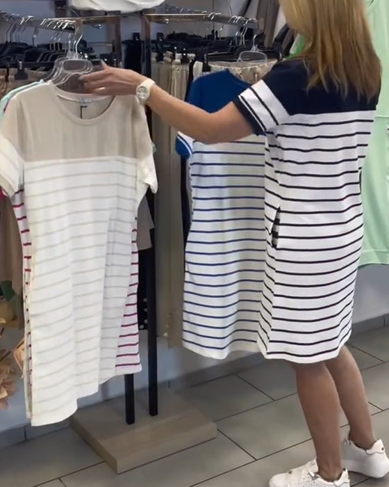 Jurk Ronde Hals Casual Gestreept