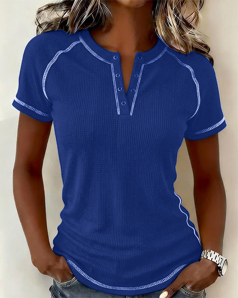 T-Shirt Weefsel Wafel Henley