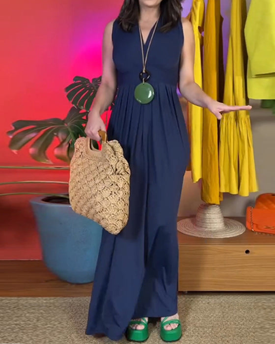 Elegante mouwloze slanke lange jurk