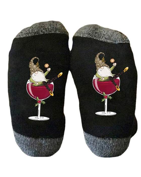 🧦Sokken Kerstkabouter Wijnglas Unisex Crew🧦