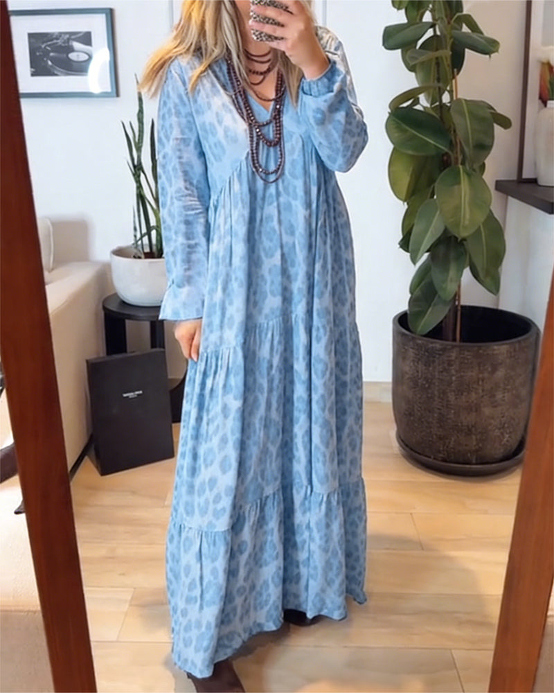 Jurk V-Hals Luipaardprint Fashion Maxi