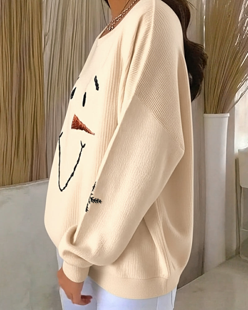 Hoodie Sneeuwpop Gedrukt Ronde Hals