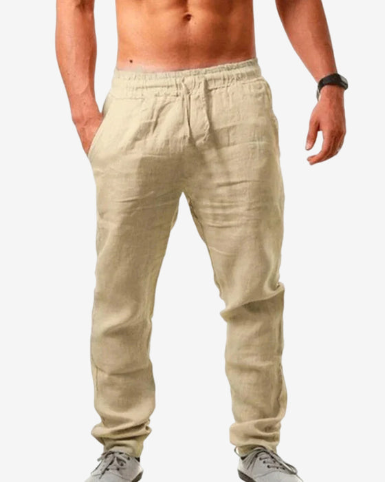 Katoen linnen ademende effen kleur broek