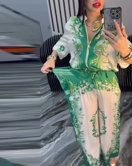 Wijd-Pijpen Pak Temperament Staande Kraag Rits