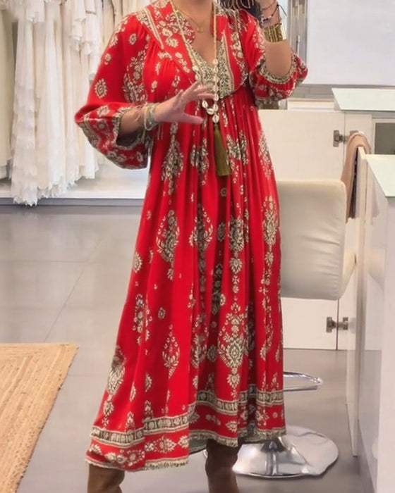 Casual jurk met print en losse zakken