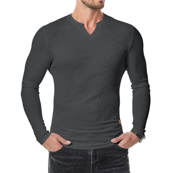 Shirt Heren Slim Fit V-hals Longline Muscle
