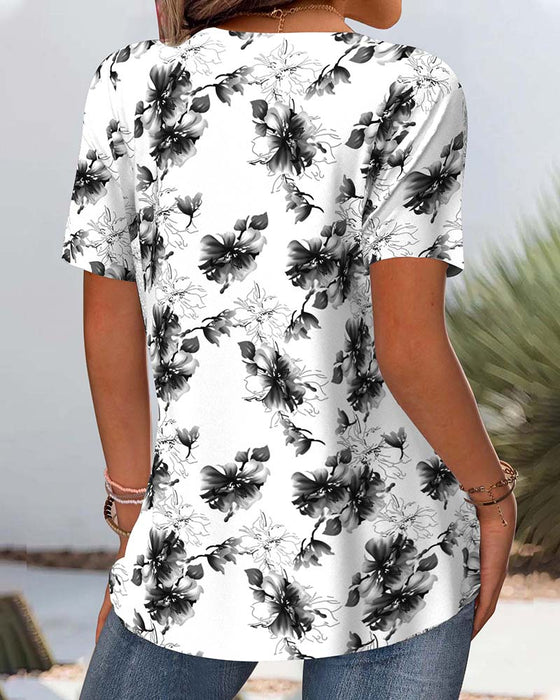 Blouse Bloemenprint Korte Mouwen