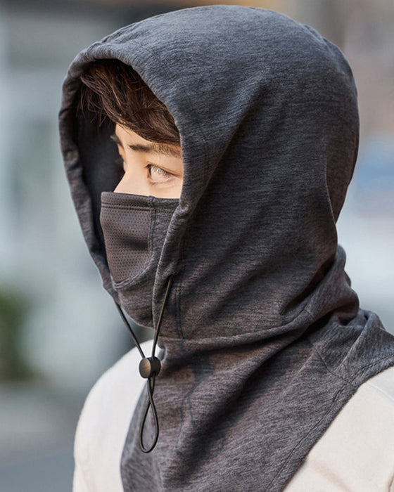 Gezichtsmasker met capuchon en nekwarmer voor fietsen