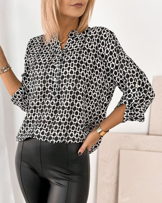 Blouse Met Stippen Print Casual