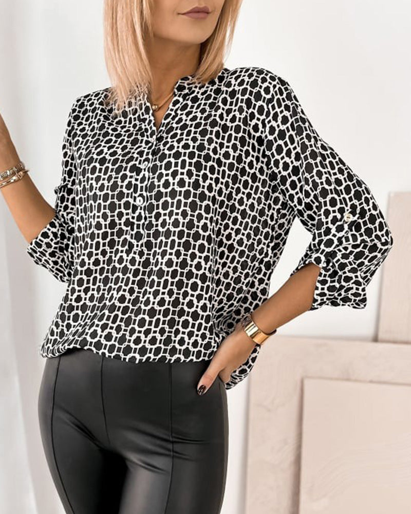 Blouse Met Stippen Print Casual