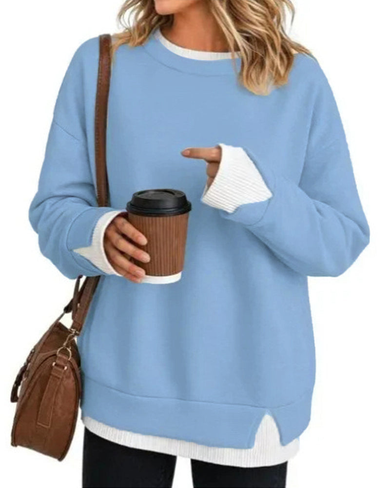 Sweatshirt Nep Gelaagd Los Lange Mouw