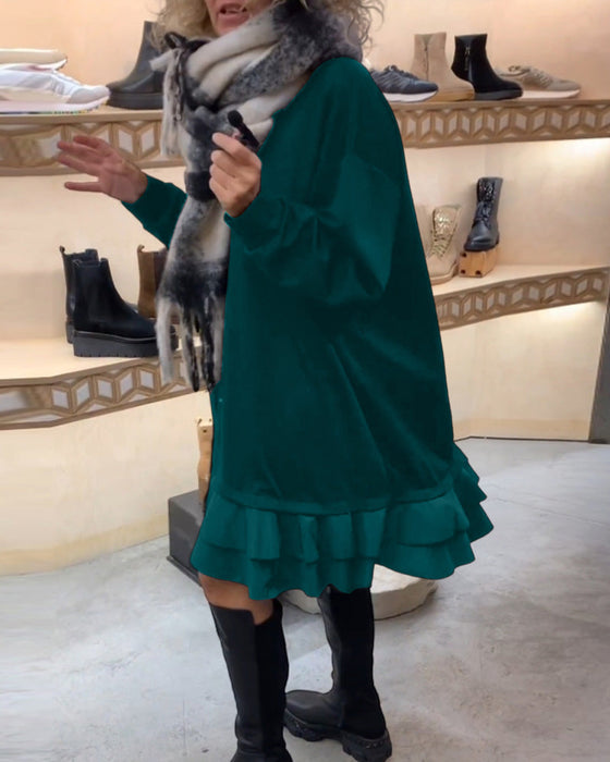 Jurk met een elegant silhouet en lange mouwen