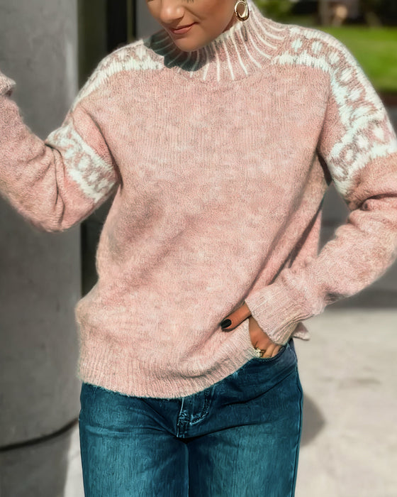 Trui Hoge Hals Gepatroneerd Contrast