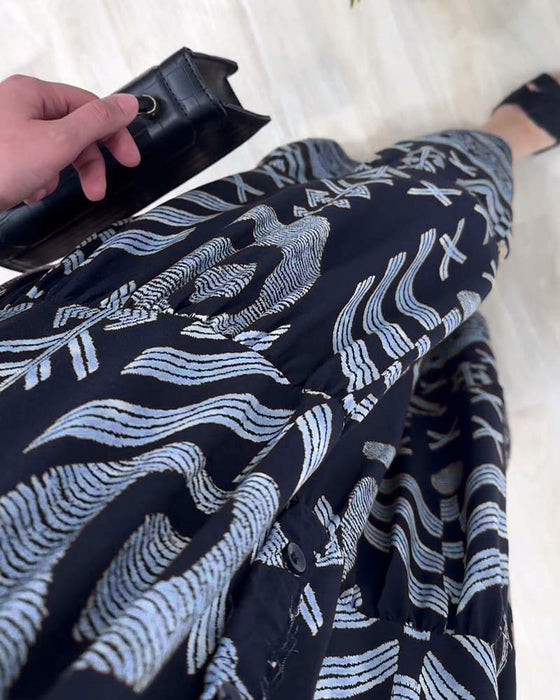 Jurk met V-hals en lange mouwen met print