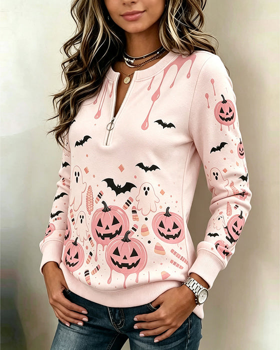 Hoodie Rits Lange Mouw Halloween Pompoen