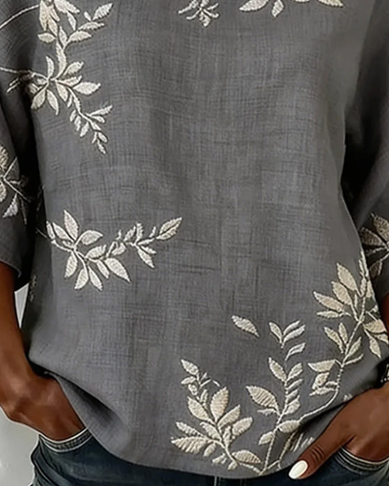 Blouse Ronde Hals Vleermuismouwen Gestreept