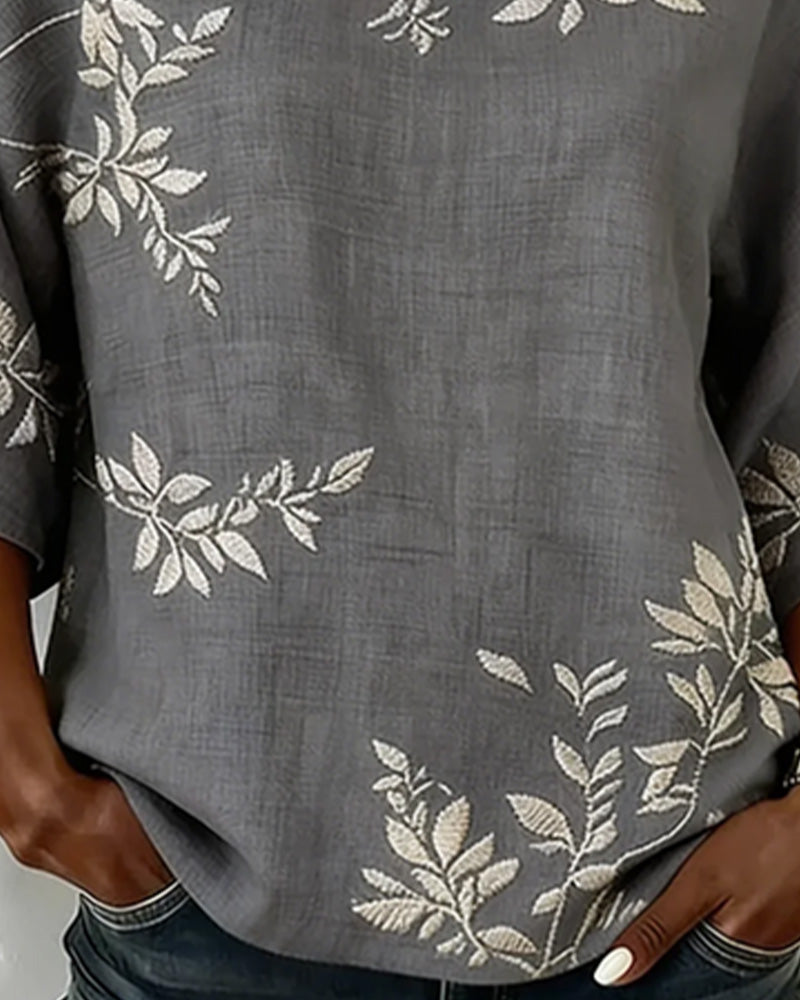 Blouse Ronde Hals Vleermuismouwen Gestreept