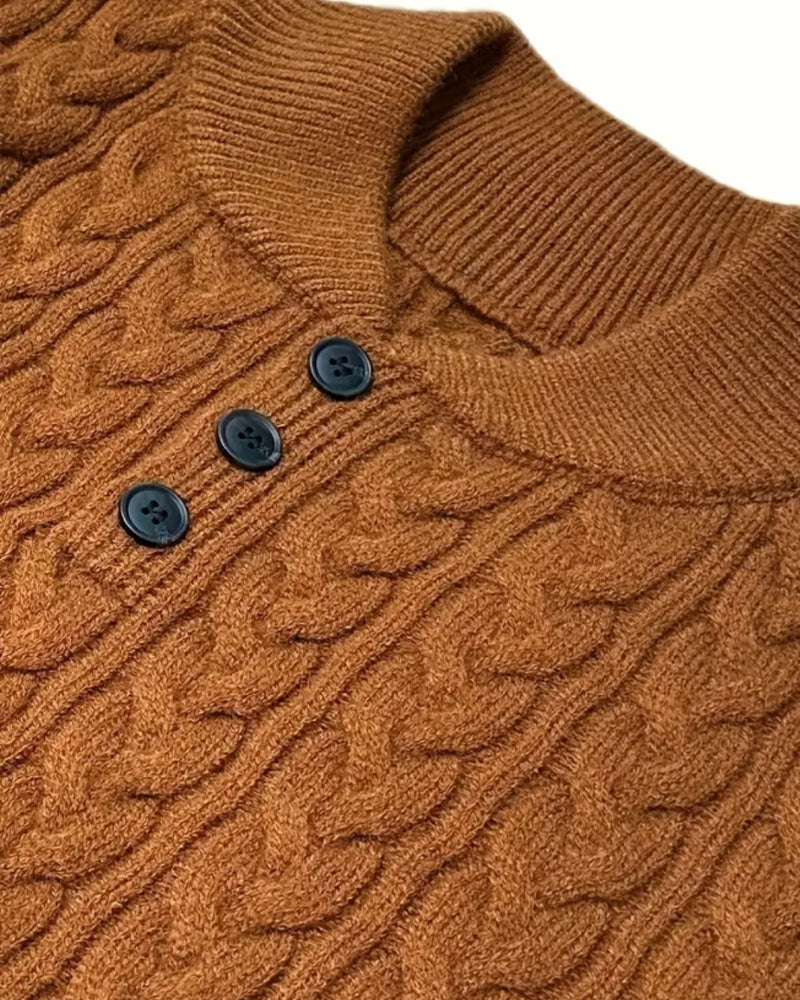 Trui Met Opstaande Kraag Kabelgebreid