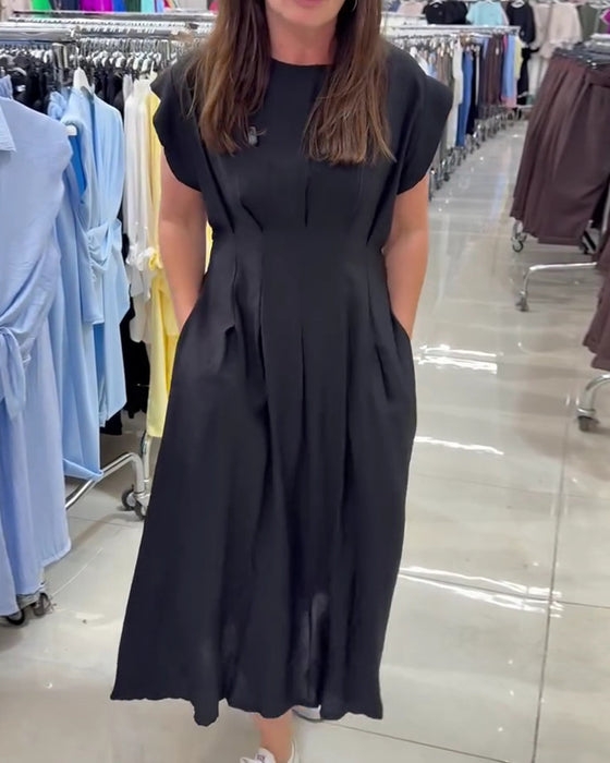 Jurk Gerimpeld Flutter Mouw Taille