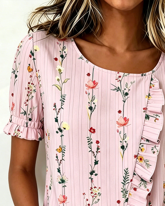 Blouse Ruffle Bloemenprint Pofmouw