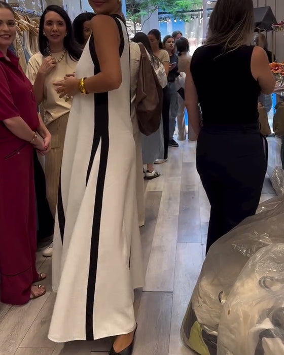 Jurk V-hals Mouwloos Kleurblok Luchtig