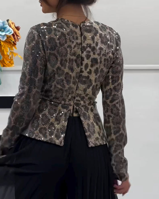 Shirt V-Hals Luipaardprint Taille