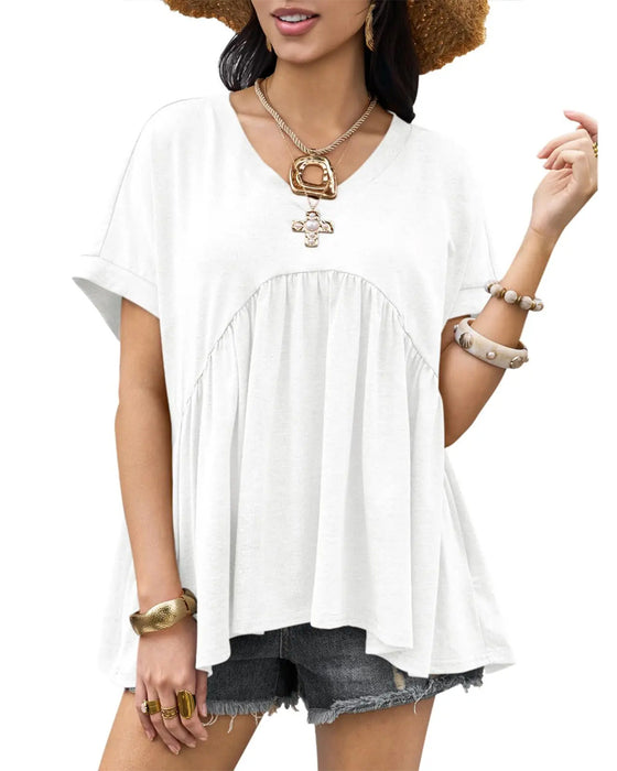 T-Shirt V-Hals Geploooid