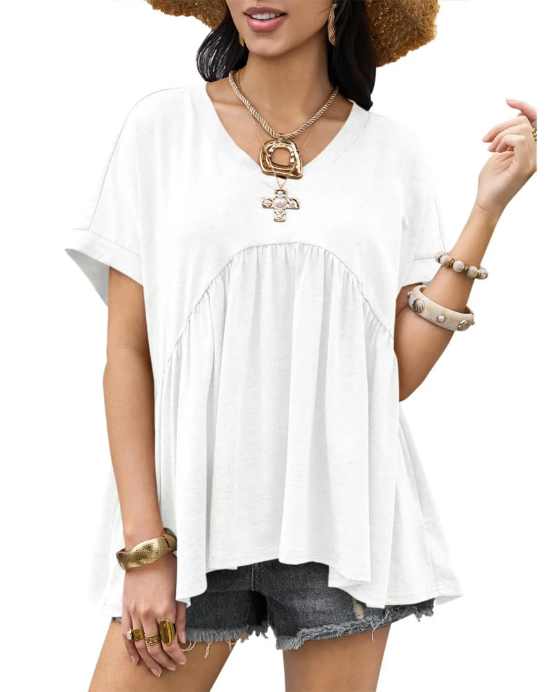 T-Shirt V-Hals Geploooid