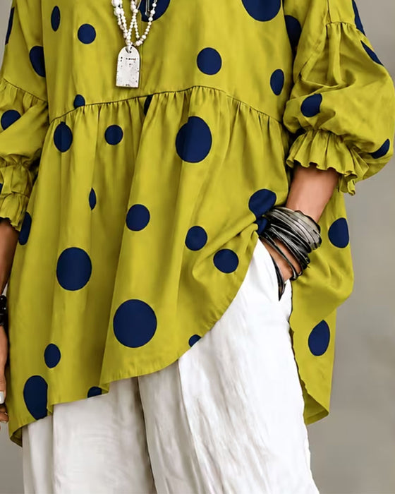 Blouse Groot Gestippeld Volant