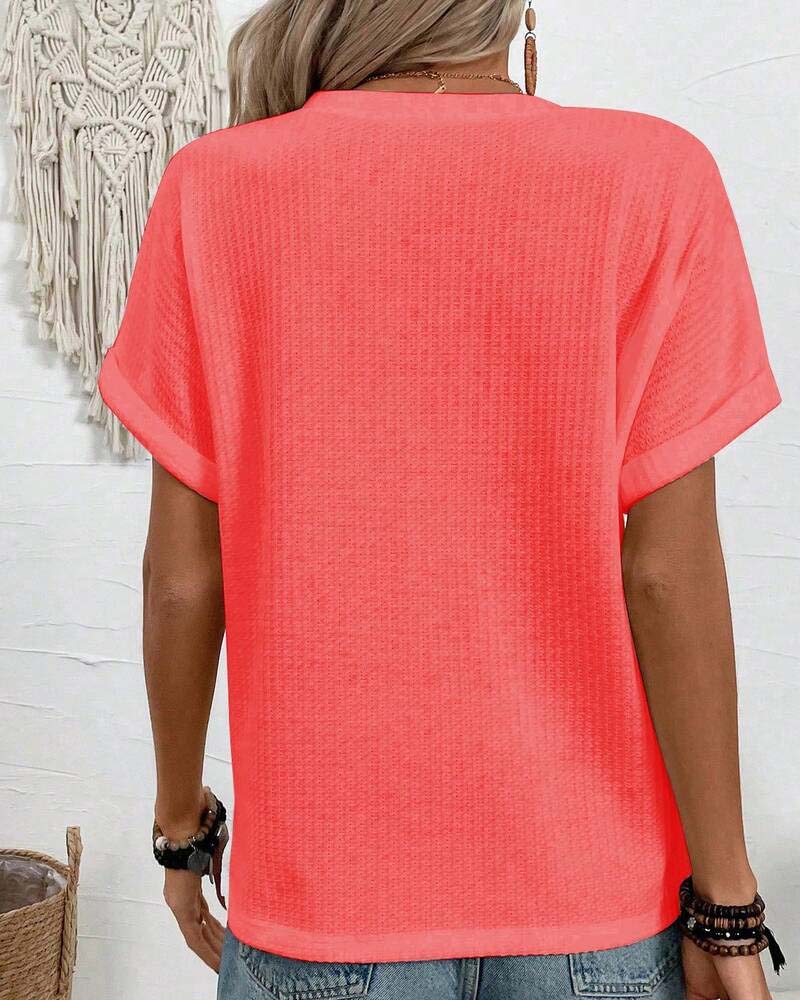 T-Shirt Wafel V-Hals Knoop