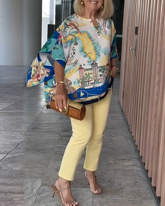 Blouse Vleermuismouw Print