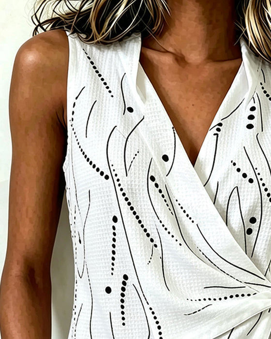 Tank Top Mouwloos Zijknoopstrik Print