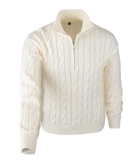 Herenpullover Effen Kleur Vlechtpatroon Rits