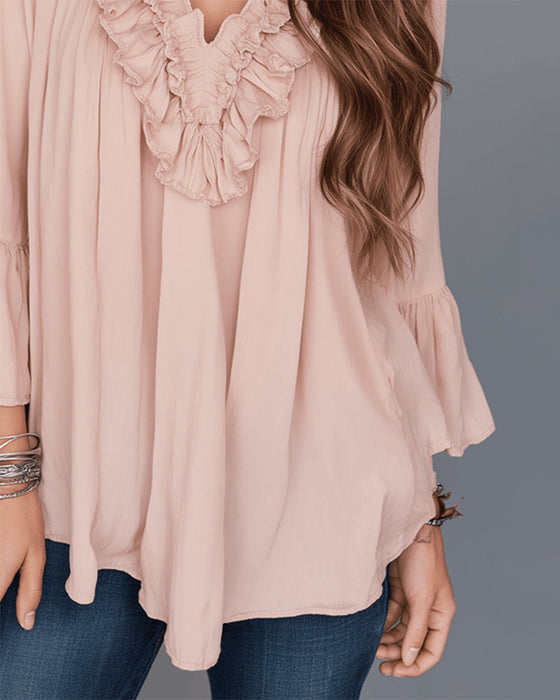 Blouse Elegante V-Hals Ruffle