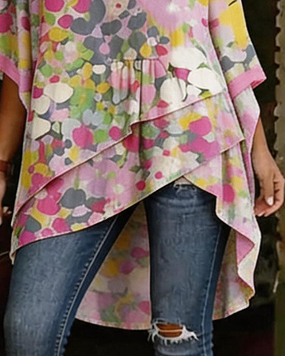 Blouse Abstracte Print Schoudervrij
