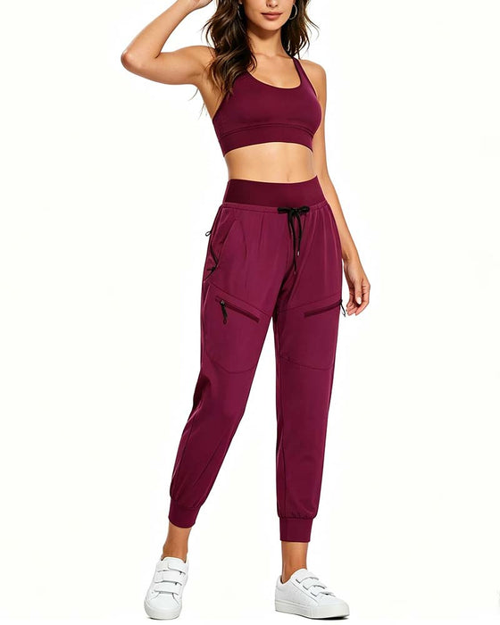 Broek Met Elastische Taille Trekkoord Zakken Tapered