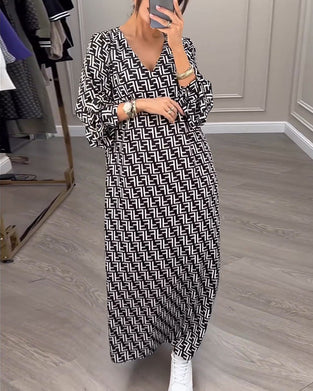 Jurk met gedrukt geometrisch patroon