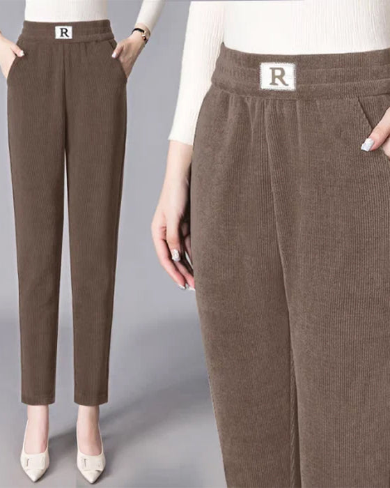 Broek Hoge Taille Fleece-Gevoerd Verdikt Jogger