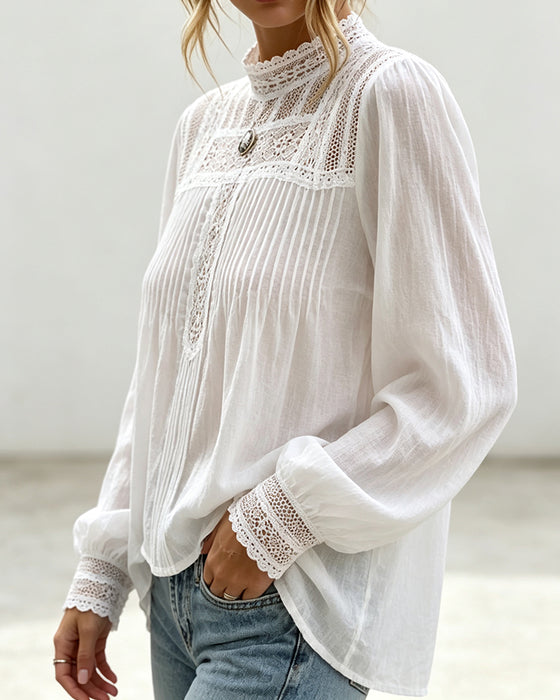 Blouse Lantaarn Mouw Effen Casual